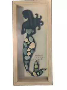 Wooden Mermaid Wall Art Girls Room bathroom  Beach hanging figure Wall Decor - Picture 1 of 19