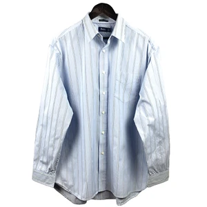 G.H. BASS & CO. Button Up Shirt Men's Sz Large White Blue Striped Premium Poplin - Picture 1 of 15