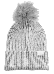 The North Face Airspun Pom Beanie Hat Women Tnf Light Grey Heather NEW - Picture 1 of 1