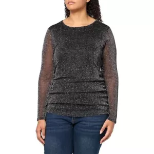 NWT New Calvin Klein Woman Black Metallic Thread Tie Side Long Sleeve Top 2X - Picture 1 of 6