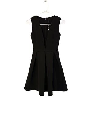 Black Deep V Neck Mini Dress Flare AQ/AQ Vicious  US Size 0 UK Size 4 - Image 1 of 4