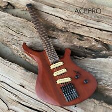 Acepro Headless Electric Guitar Roast Maple Neck Brown Ash Body Black Hardware for sale