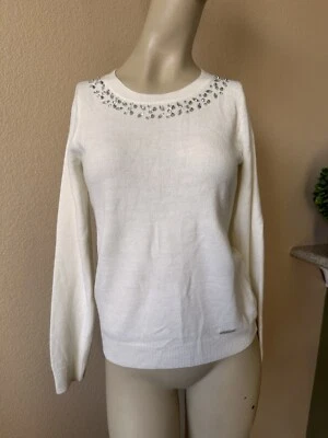 EE. UU. POLO ASSN. Suéter Joya Escote Adorno Blanco Manga Larga Para Mujer Pequeño Foto 1 de 4