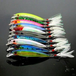9cm Fishing Lures Crankbaits Jerk Bait Minnow Lot Hooks Crank Bait Bass Tackle - Picture 1 of 23