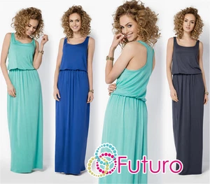 Damen Sommerweste Tank Maxikleid ärmellos langes Sommerkleid Übergrößen 8-18 FM21 - Bild 1 von 8