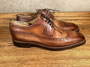 CANTO DE RICCI VERO CUOIO BROWN LEATHER WING TIP SHOES MENS SZ. 9 / 43 ITALY - Picture 1 of 11