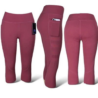 women mesh patchwork sport Capri Leggings High Waist Active Wear - Image 1 of 4