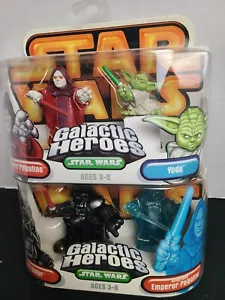 Star Wars Galactic Heroes Action Figure Lot x2 Set New Hasbro Vader Yoda Emperor - Picture 1 of 4