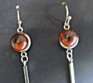 Amber Earrings Surgical Steel Hypoallergenic - Picture 1 of 9