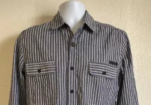 NWT Monarchy Button Front L/S Vertical Stripe Shirt Blue White Small - Picture 1 of 9