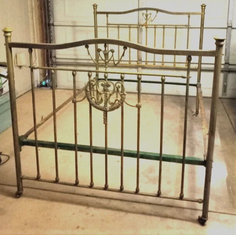 Antique Brass Full Bed Frame Decorative Foot/Headboard Sturdy Good Vintage Cond Cover