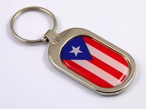Llavero con bandera de Puerto Rico metal cromado llavero llavero rico - Imagen 1 de 2
