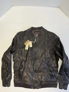 Authentic Diesel L-AJUGA Mens Flight Bomber Style Leather Black Slim Jacket XL - Picture 1 of 17
