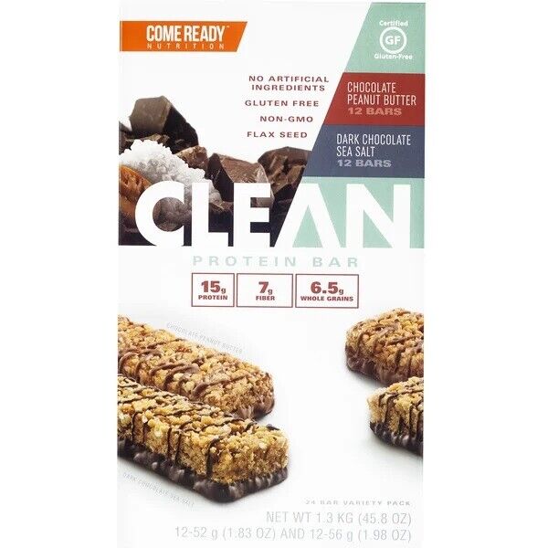 Come Ready Nutrition Clean Protein Bar, Variety Pack (24 Count)