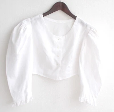 Damen Trachten Dirndl Bluse weiß m. Spitzenbesatz ca. Gr. 40 - Bild 1 von 2