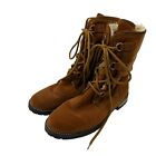 FABIANELLI Women's US 8 EU39  Brown Suede Lace-Up Mid-Calf Boots Snow Shearling