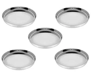 Piatto Thali in acciaio inox con finitura a specchio, piatto da pranzo curvo ... - Foto 1 di 3