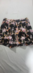 TANGERINE Women's Black Orange Floral Active Printed Shorts Size Large - Picture 1 of 7