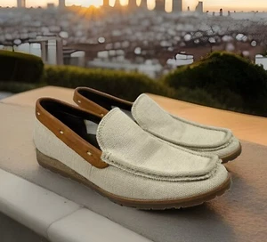 🔥 Men's Cole Haan • Canvas Cork Leather Penny Loafer Slip on Shoe • Sz 7 M - Picture 1 of 9