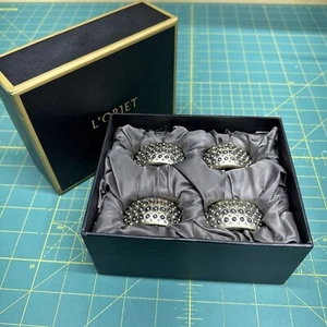 L’OBJET Set of 4 Dome Napkin Rings with Swarovski Crystals in Original Box - Picture 1 of 11