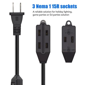 Nema 1 15P To Nema 1 15R Power Cord 2 Pin 3 Sockets 2.1Ft Power Conversion C HEN - Picture 1 of 23