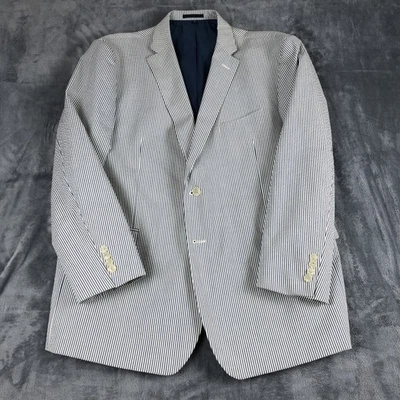 Jos. A. Bank Sport Coat Blazer 男式 48R 蓝色白色泡泡纱 阅读外观 — 第 1/4 张图片