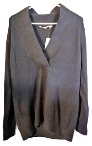 Soft Surroundings Black Meera Sweater V-Neck Pullover Medium Polyester Wool Blen - Picture 1 of 7