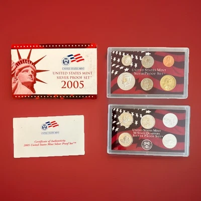 2005-S United States Mint Silver Proof Set - 10 Coins  Box & COA (C0005) - Image 1 of 3