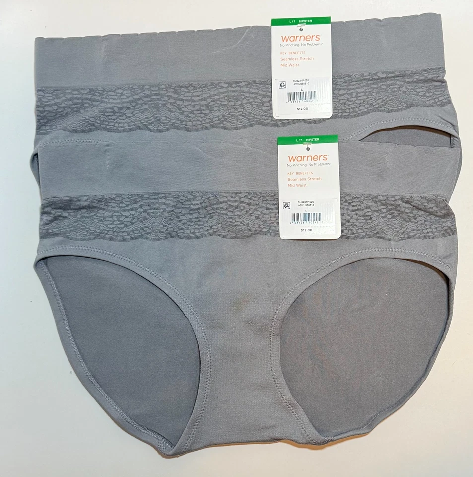 NUEVO CON ETIQUETAS 2 bragas hipster Warner's No Pinching No Problems RU3231P gris 7/L Foto 1 de 1