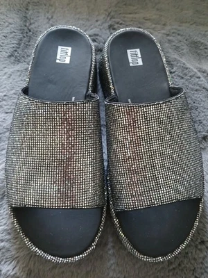 Fitflop F-Mode  Flatform Glitterball Slide UK Size 6 US Size 8 Bnwot No Reserve  - Image 1 of 4