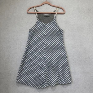 Vestido prAna Mujer Mediano Azul Blanco Chevron Línea A Columpio Cuerda Correa Verano - Imagen 1 de 7