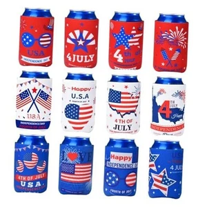 4th of July Decorations for Home, 12PCS Beer Can Cooler Sleeves for Fourth of - Picture 1 of 8