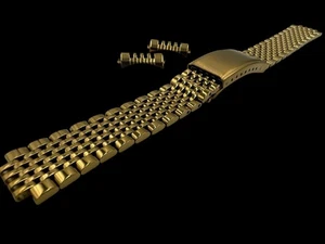Pulsera Omega Seamaster oro 18 mm cuentas de arroz correa acero inoxidable - Imagen 1 de 9