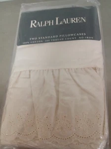 Ralph Lauren-Standard Pillowcases Bromley Linen 100% Cotton-Ruffled Eyelet - Picture 1 of 4