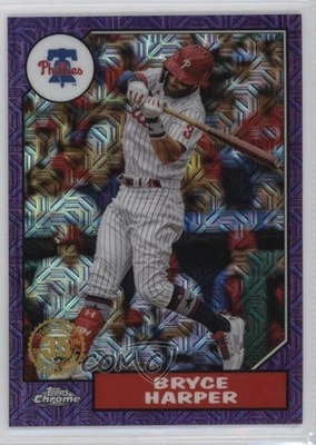 2022 Series 1 1987 Topps Chrome Silver Pack Mojo Purple /75 Bryce Harper - Image 1 of 2