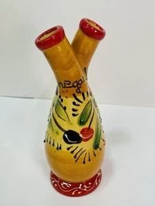 Botella Doble Cuello Crueta Aceite y Vinagre Cerámica Hecha a Mano España Española Vintage - Imagen 1 de 11