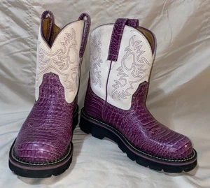 6 1/2 WOMENS ARIAT FATBABY PURPLE CROC. COWBOY BOOTS #14740 - Picture 1 of 10
