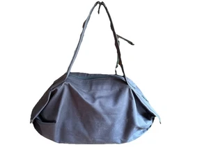 Handmade Navy Canvas Tote Folds Flat - Picture 1 of 7