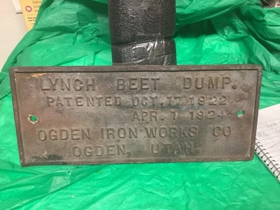 Placa de carro de mina de volteo de remolacha linchamiento Ogden Iron Works 1922 Foto 1 de 4