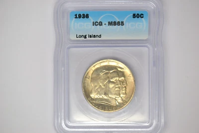 1936 Long Island Commemorative Half Dollar- ICG MS-65.  Lovely! - Image 1 of 2
