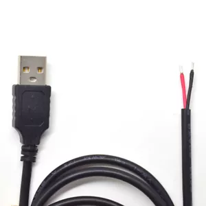 5pcs 1M/3.3FT 20AWG USB 2.0 Male Plug 2pin wire DIY Pigtail cable Black - Picture 1 of 9