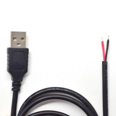 50pcs 1M/3.3FT 20AWG USB 2.0 Male Plug 2pin wire DIY Pigtail cable Black - Image 1 of 4