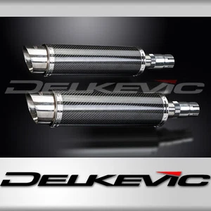 Kawasaki EN500C 500 Vulcan 96-09 Slip On 14" Round Carbon Exhaust Muffler Kit - Picture 1 of 5