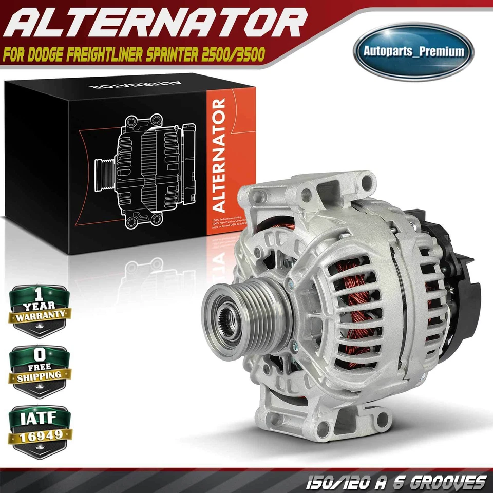 Alternador para Dodge Freightliner Sprinter 2500/3500 150/120 A 12V CW 6 ranuras Foto 1 de 4