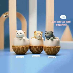 JXK 1/12 Eggshell Cat Model Cute Pet Animal Figure Decor Toy Adult Kid Xmas Gift - Picture 1 of 4