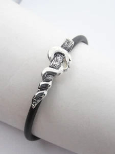 Staff Of Aesculapius: Bracelet Silver 925 E Caucciù- Bracelet - Picture 1 of 8