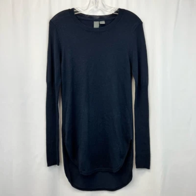 Suéter túnica Quinn para mujer azul manga larga joya cuello tejido apretado alto bajo S Foto 1 de 4