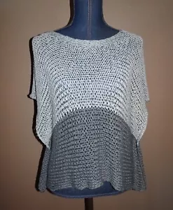 Eileen Fisher Pullover zweifarbig grau Häkel Poncho Style transparent Topper Gr. M - Bild 1 von 4