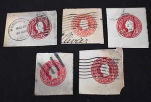5 - 1916 - U.S. Envelope Cuts Sc# U431 2 Cent Washington - Used - Picture 1 of 5