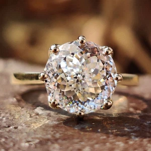 2.45Ct Portuguese Moissanite Petal Prong Engagement Ring Solid 14K Two-Tone Gold - Picture 1 of 12